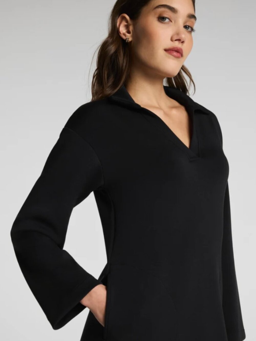 SPANX AirEssentials Polo Long Sleeve Dress NWT Very Black size 2X